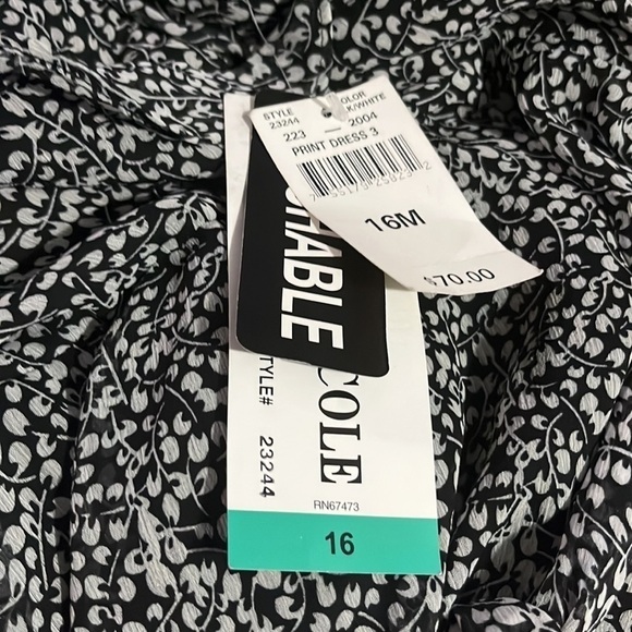NWT Danny & Nicole Black & White Print Mini Dress Tie Waist - Picture 5 of 5